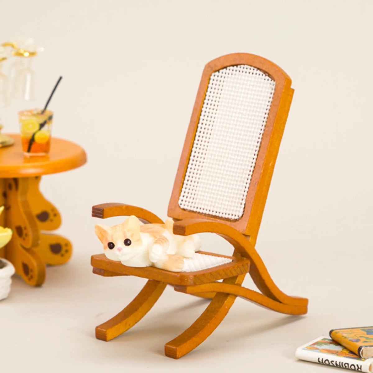 Vintage Wooden Dollhouse Single Sofa Chair Toy Q19144