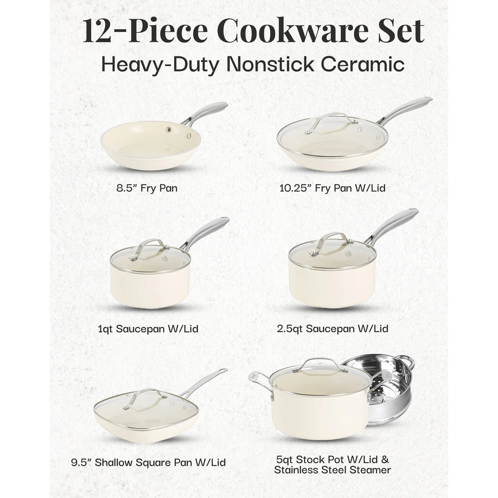 12 Piece Non Stick Ti-Cerama Copper Cookware Set O434