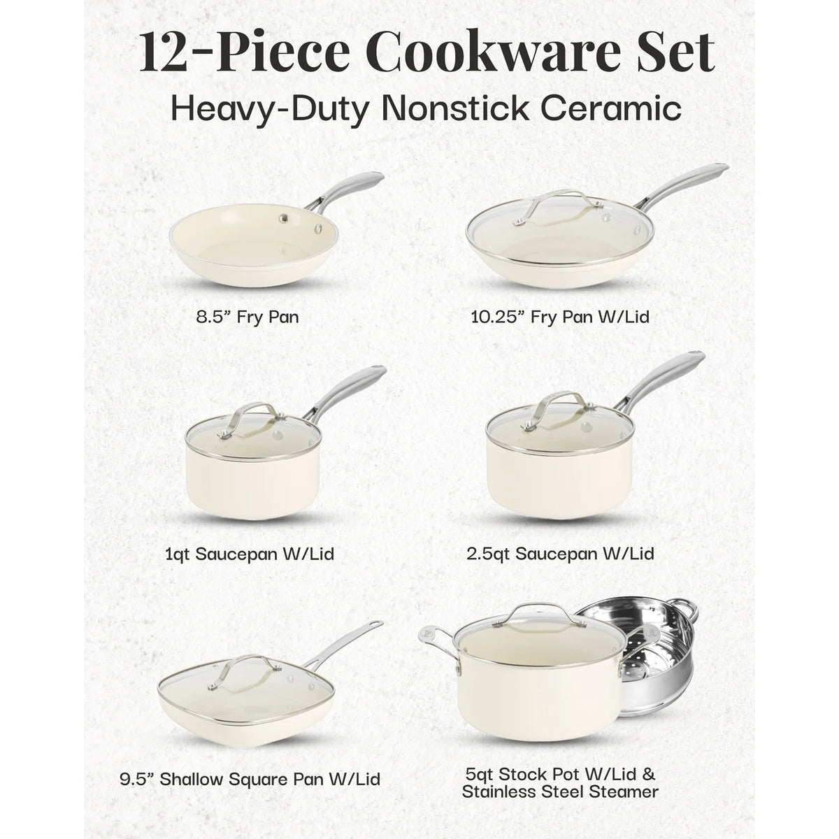 12 Piece Non Stick Ti-Cerama Copper Cookware Set O434