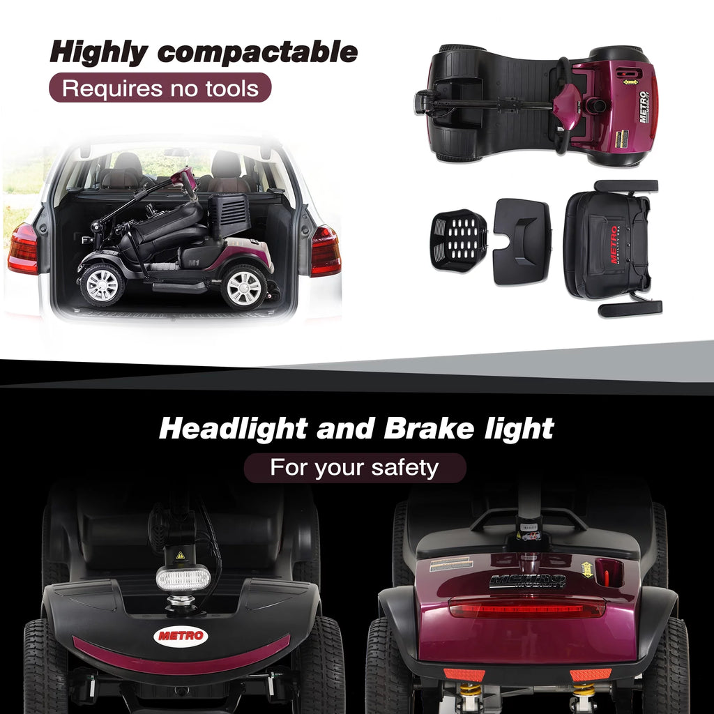 4 Wheels Compact Folding Mobility Scooter with Swivel Seat O206580