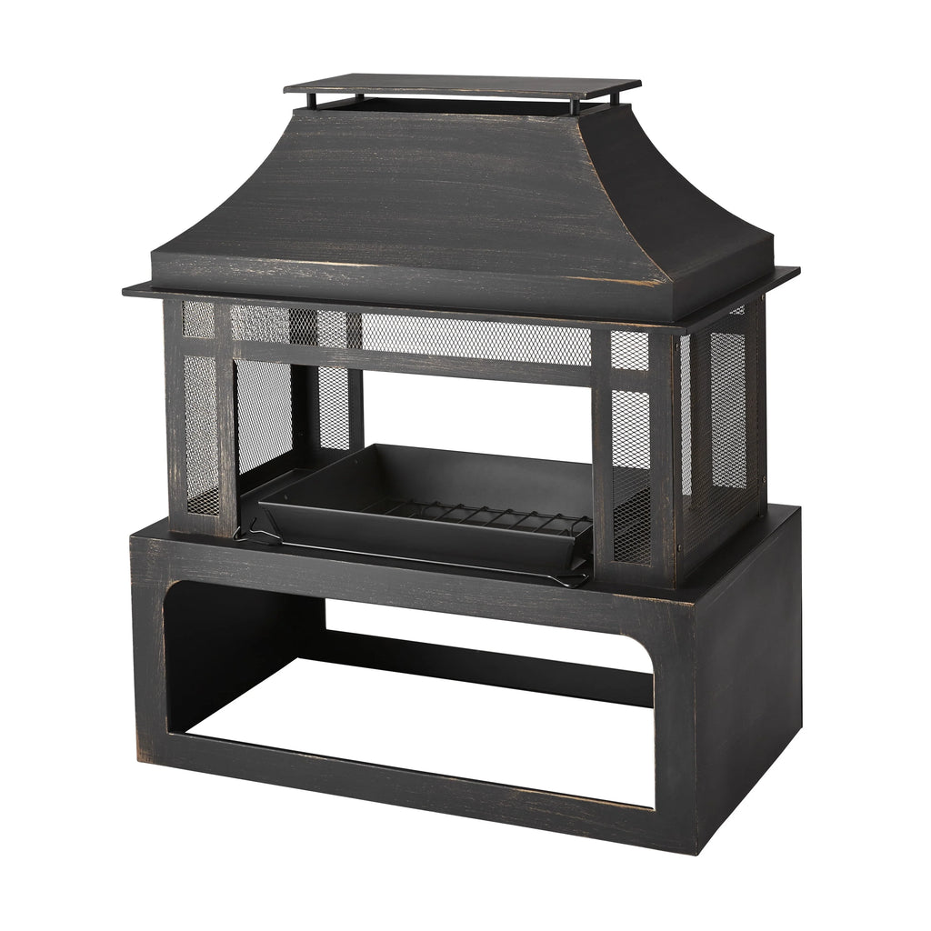 45-Inch Outdoor Steel Fireplace with Chimney D566