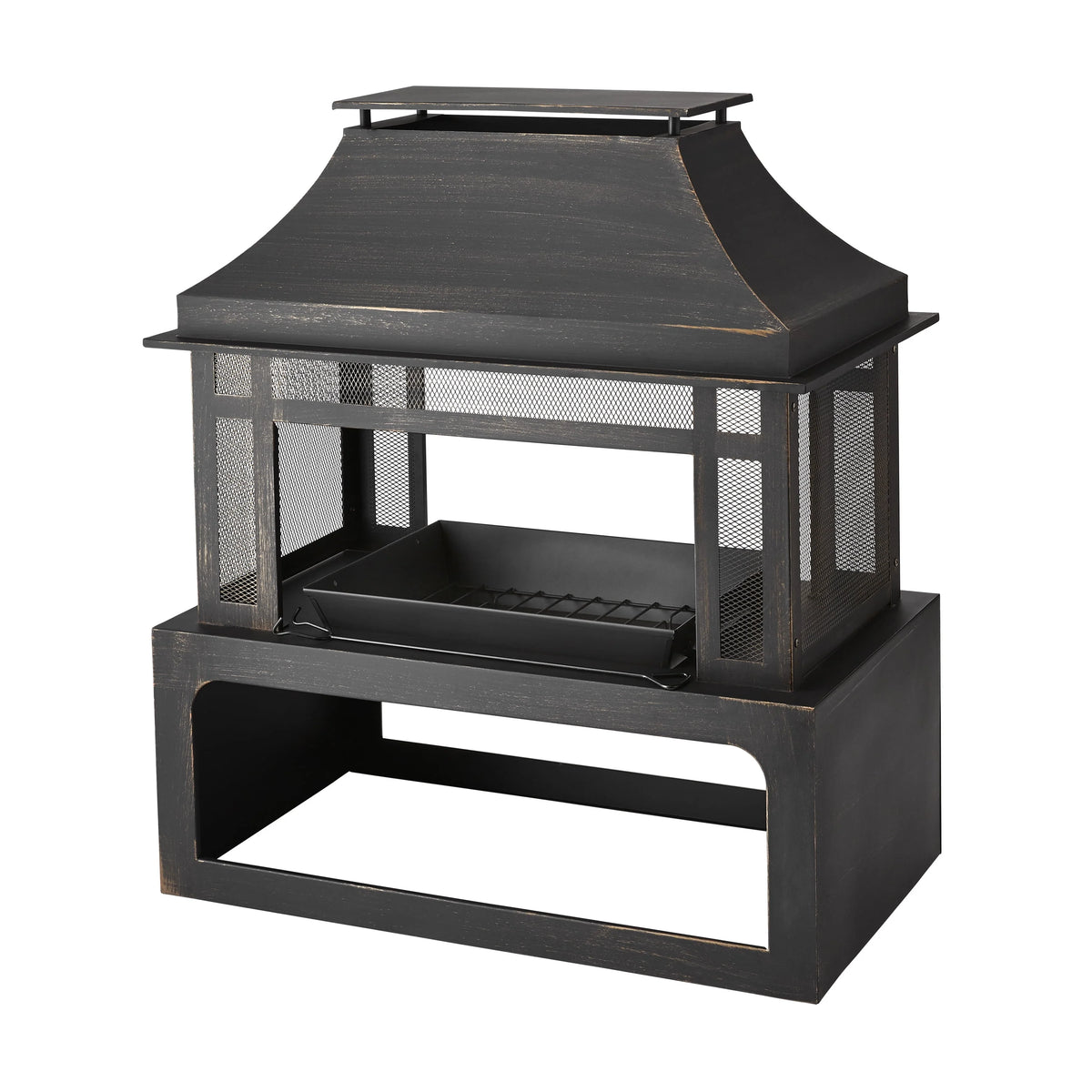 45-Inch Outdoor Steel Fireplace with Chimney D566