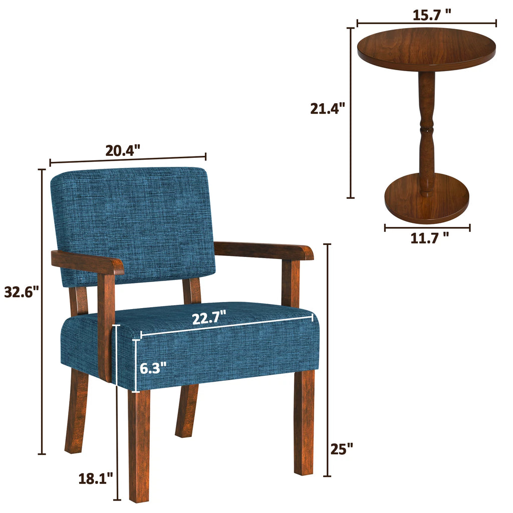 Set of 2 Blue Upholstered Accent Armchairs X57788