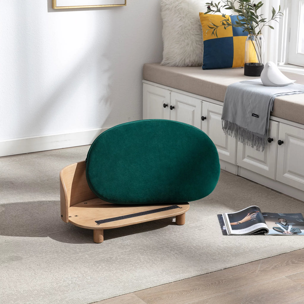 Scandinavian Style Elevated Dog Bed Pet Sofa with Solid Wood Legs and Velvet Cushion A948100