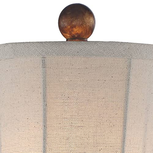 Set of 2 28" Tall Cream Fabric Bell Shade Buffet Table Lamps P3151