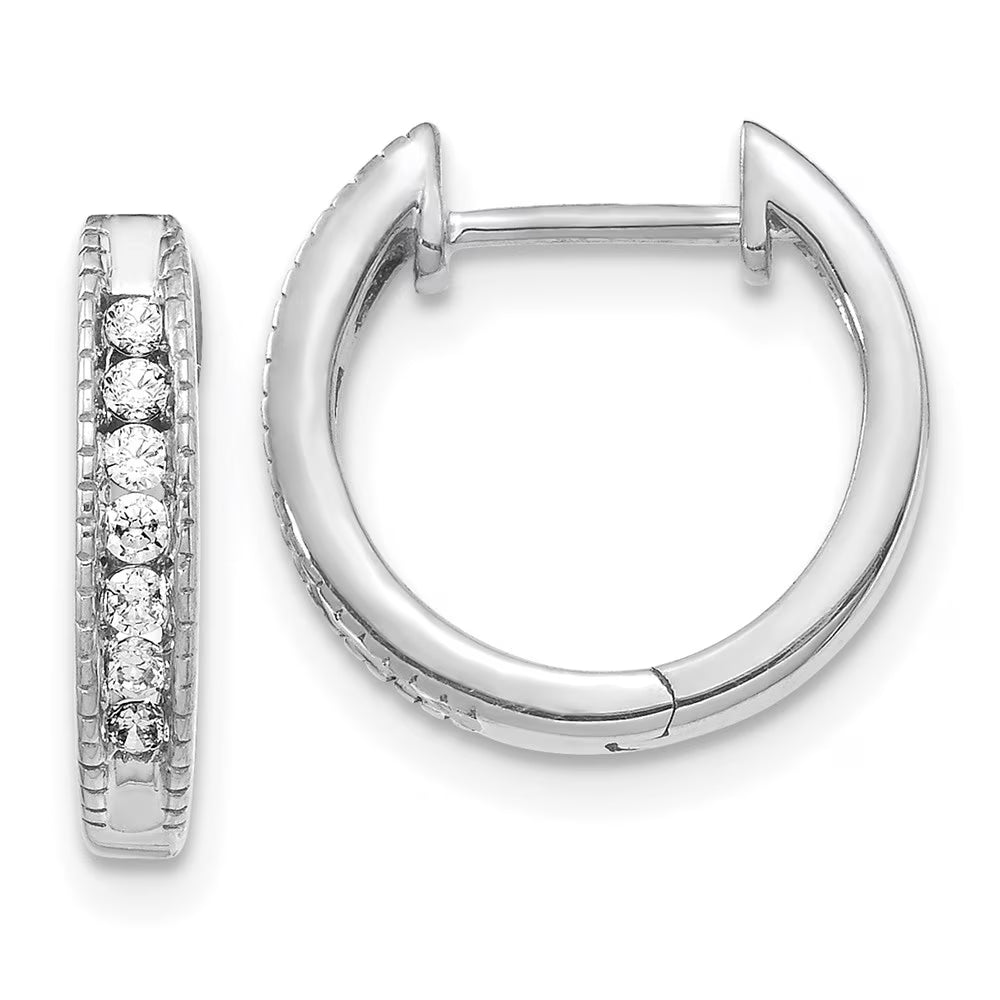 14kt White Gold Diamond Hinged Hoop Earrings P601650