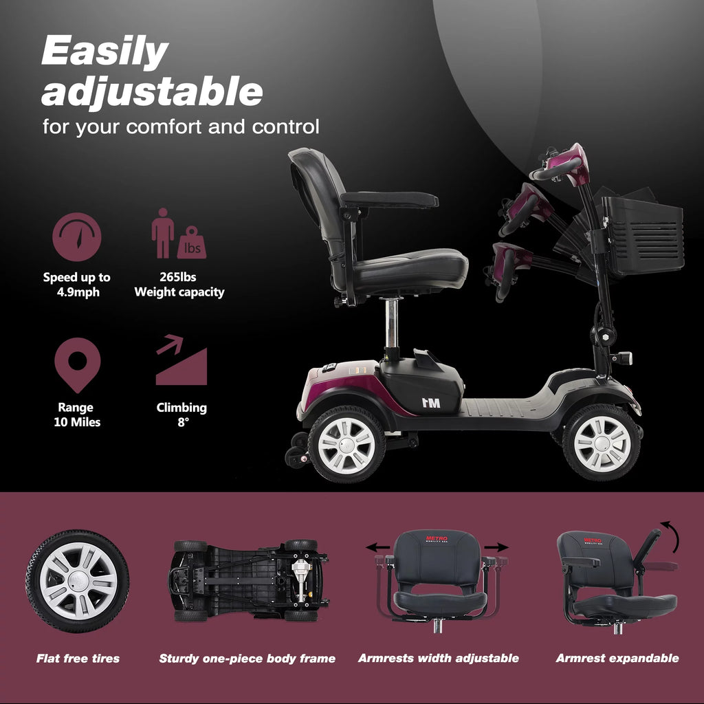4 Wheels Compact Folding Mobility Scooter with Swivel Seat O206580