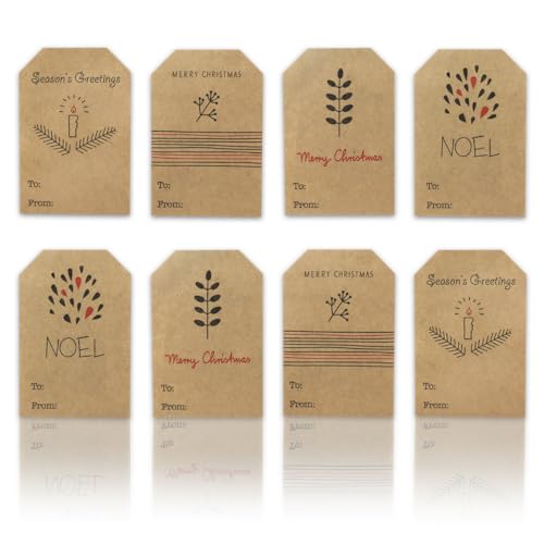 Christmas Gift Tag Adhesive Stickers, 2 x 3 Inch, Roll of 100 U427