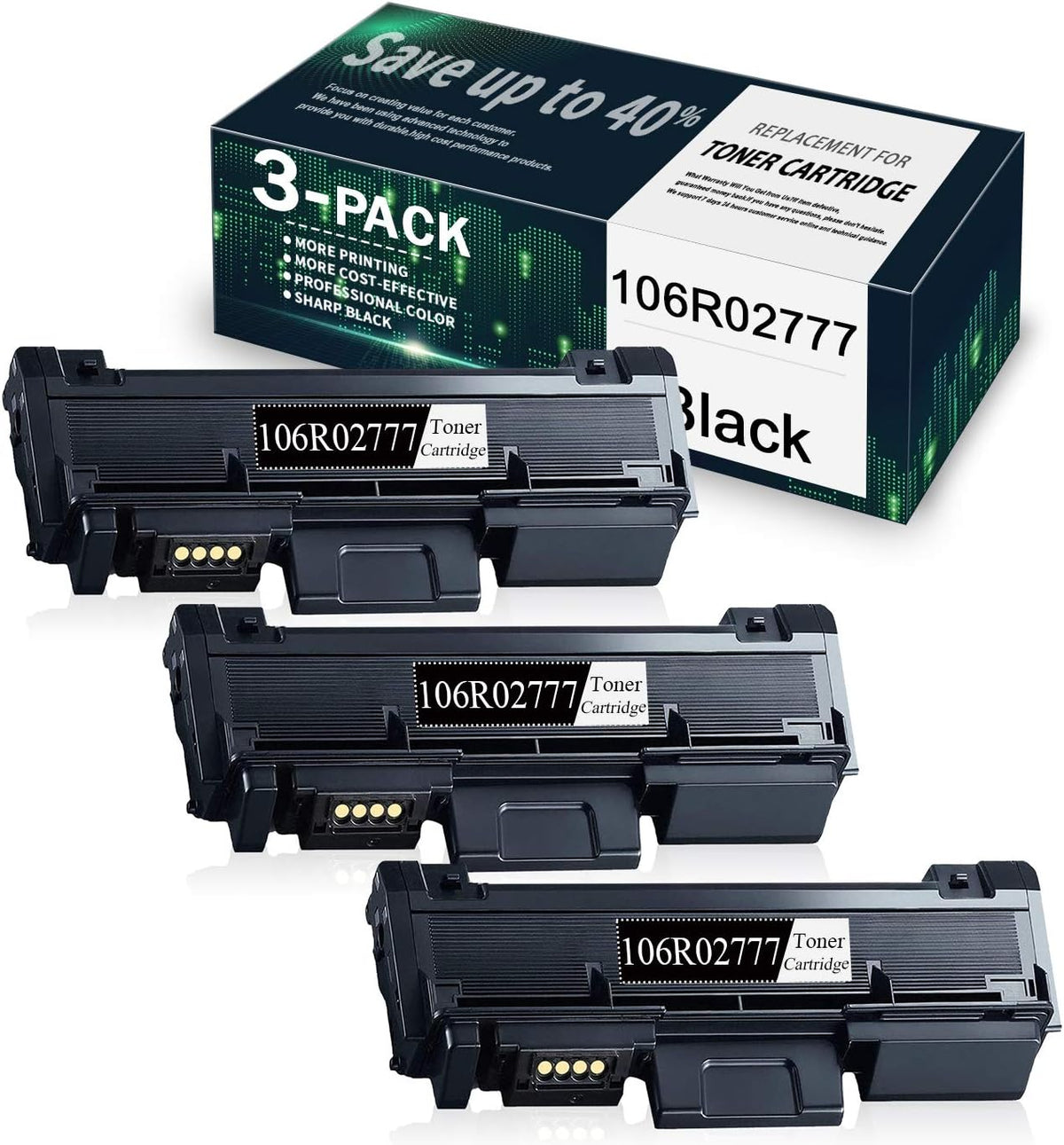 3 Pack Black Compatible Toner Cartridge for Xerox Phaser Printer L709