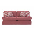 Rustic Red Sofa with Four Accent Pillows V7557