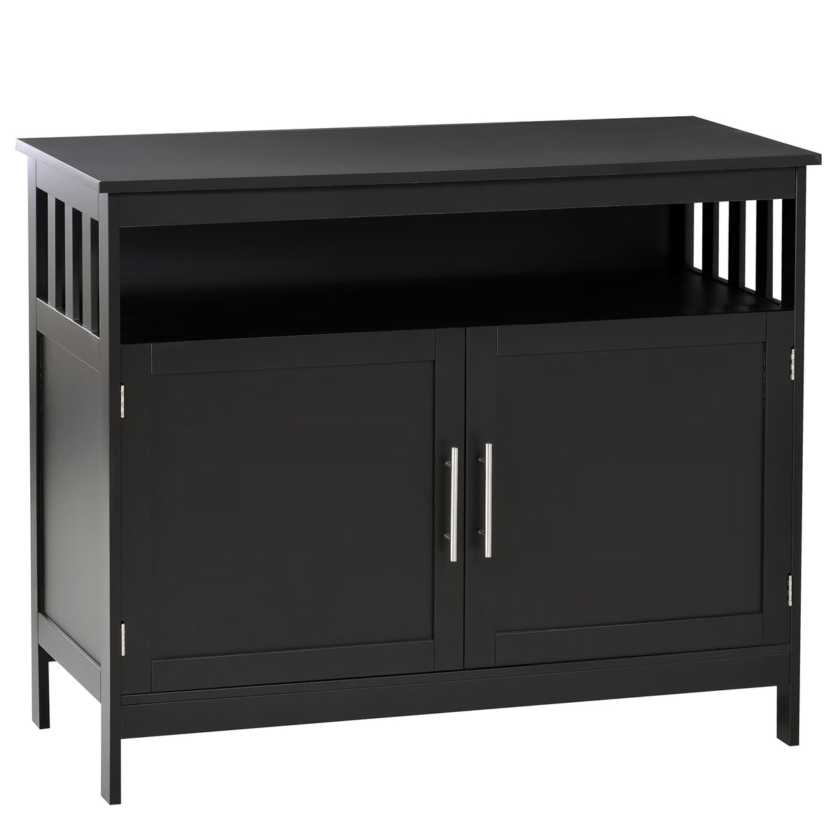 Black Wooden Kitchen Buffet Sideboard with Cabinet and Shelf Y5213