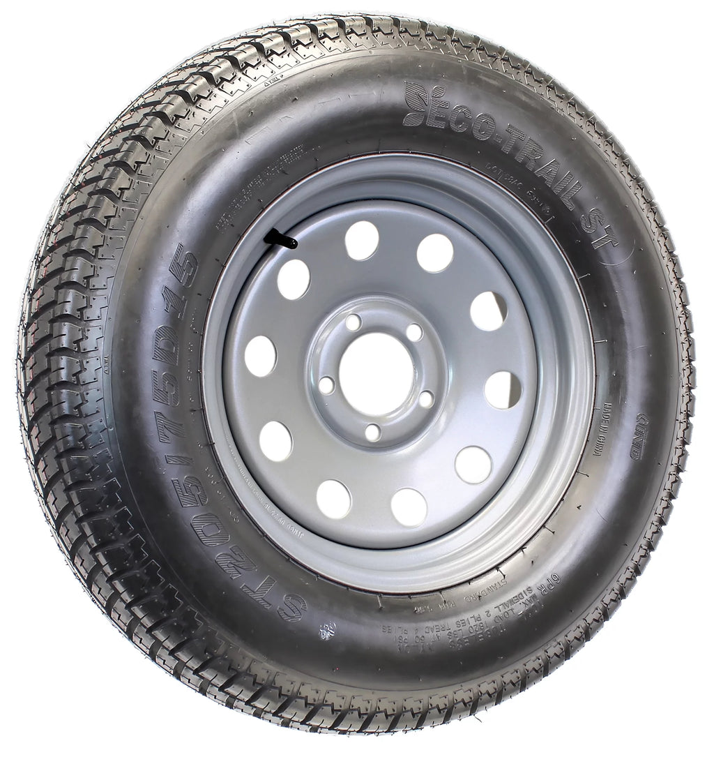 ST205/75D15 15 in. Load C 5 Lug Silver Modular Trailer Tire On Rim R529277