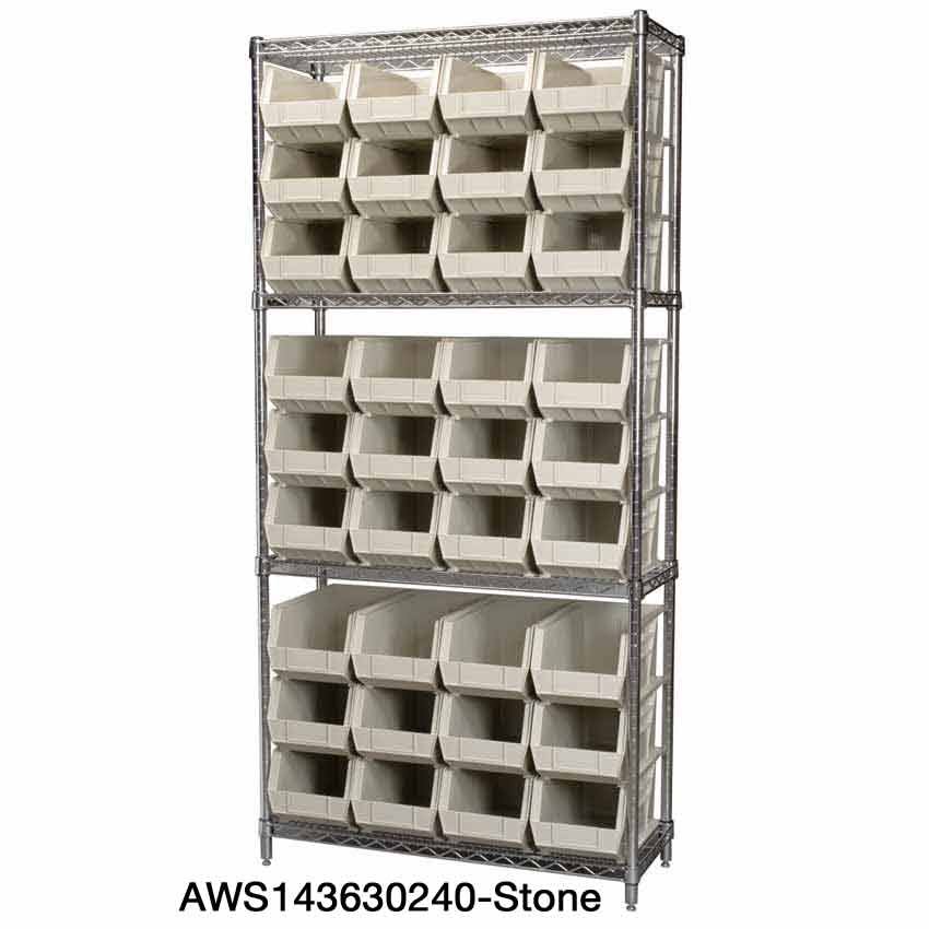 Blue Wire Shelving with 36 Bins X838283