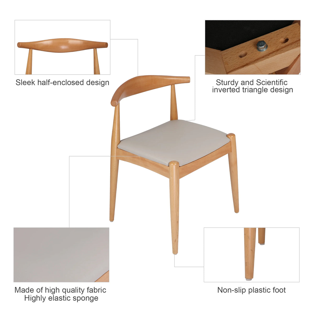 4 Pcs Mid-Century Dining Chair with Faux Leather Seat S57671