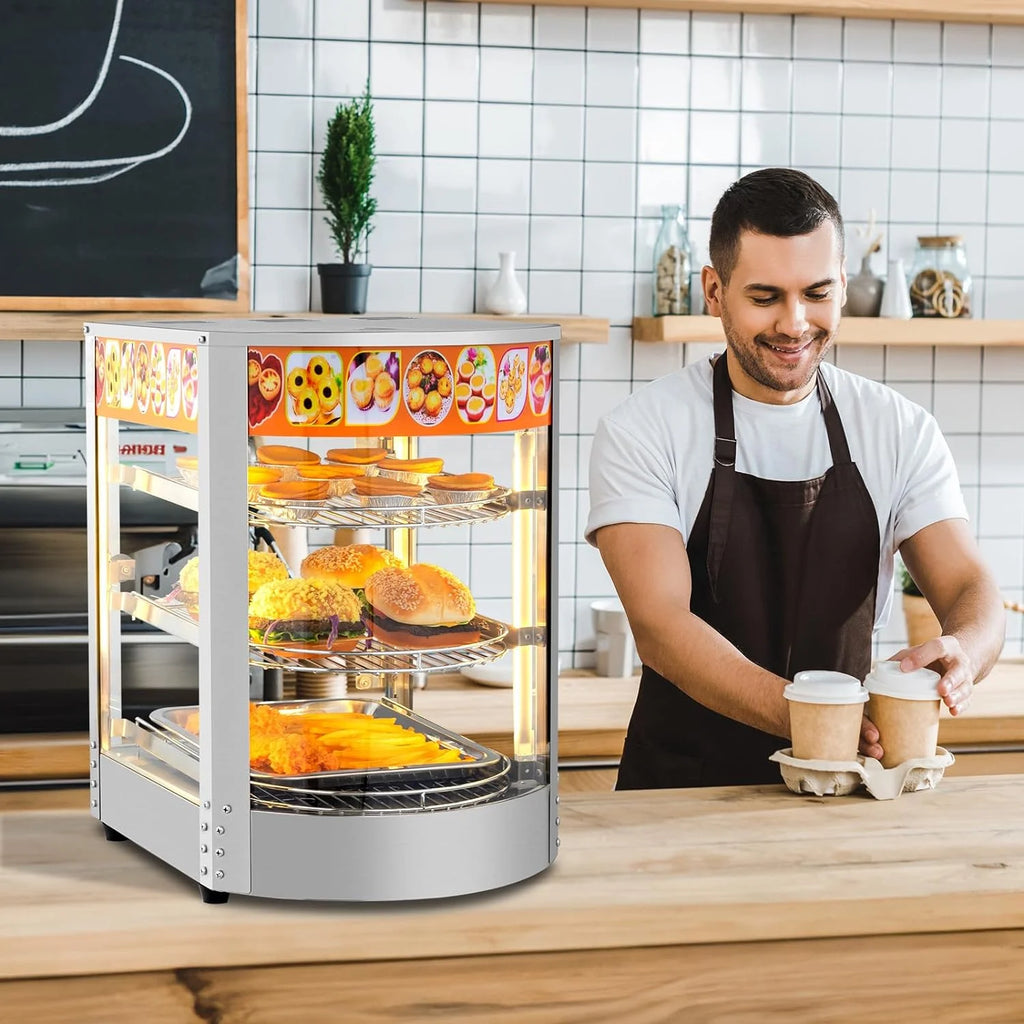 3-Tier Food Warmer Display Case with LED Lighting B172