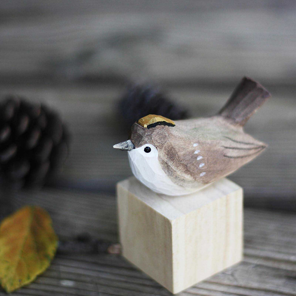 Golden-crowned Kinglet Figure Carving Hand-Made Decoration Miniature H8906