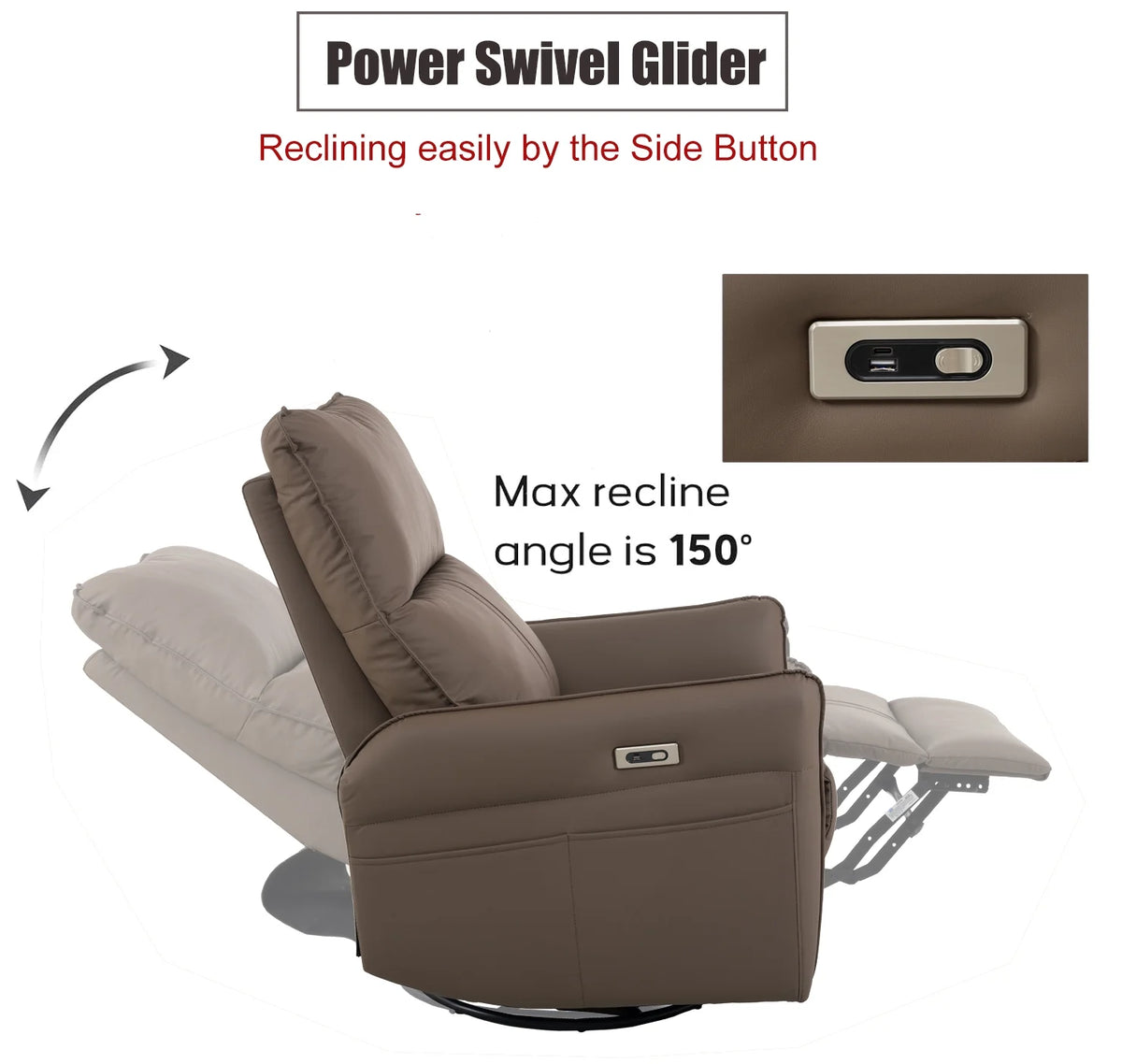Power Swivel Rocker Recliner Chair with USB Ports K5917