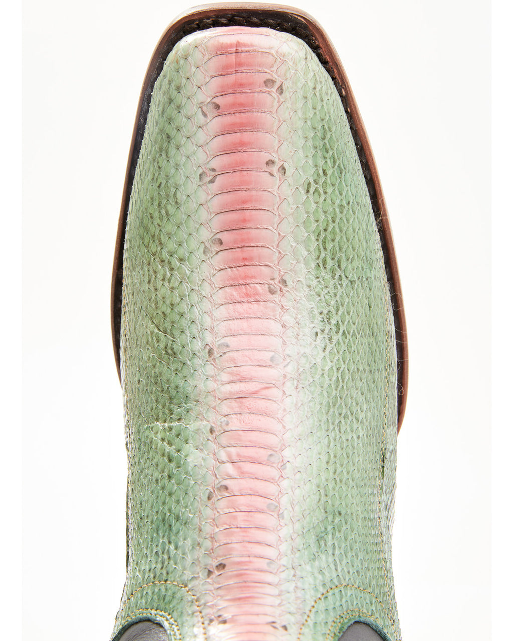 Green Watersnake Skin Western Boot Square Toe 9 M A48666