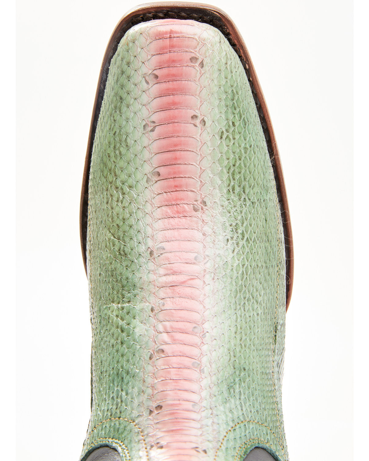 Green Watersnake Skin Western Boot Square Toe 9 M A48666
