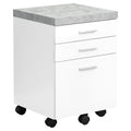 3 Drawer File Cabinet on Castor in White and Gray Cement N59917