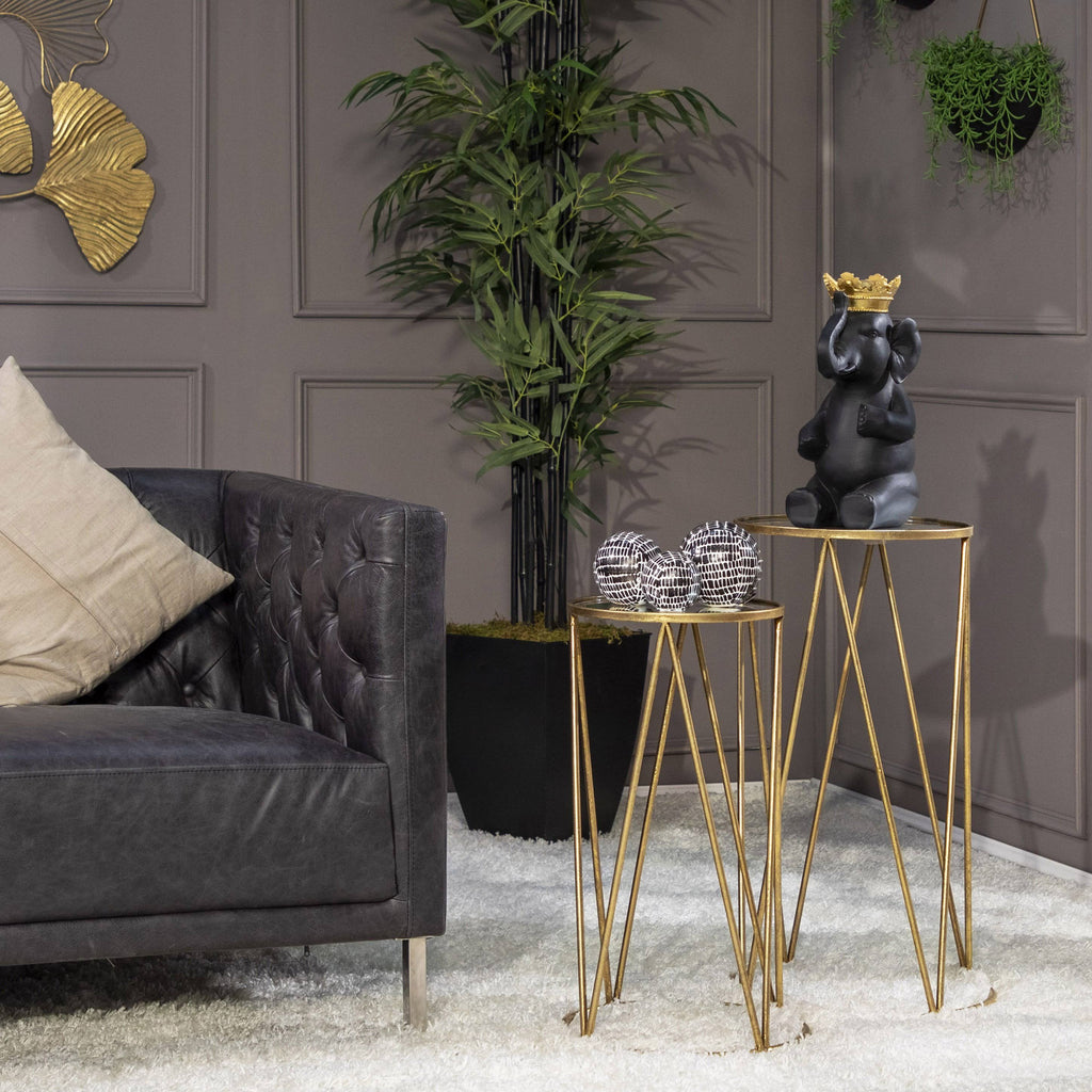 Black/Gold Polyresin Elephant with Crown W605
