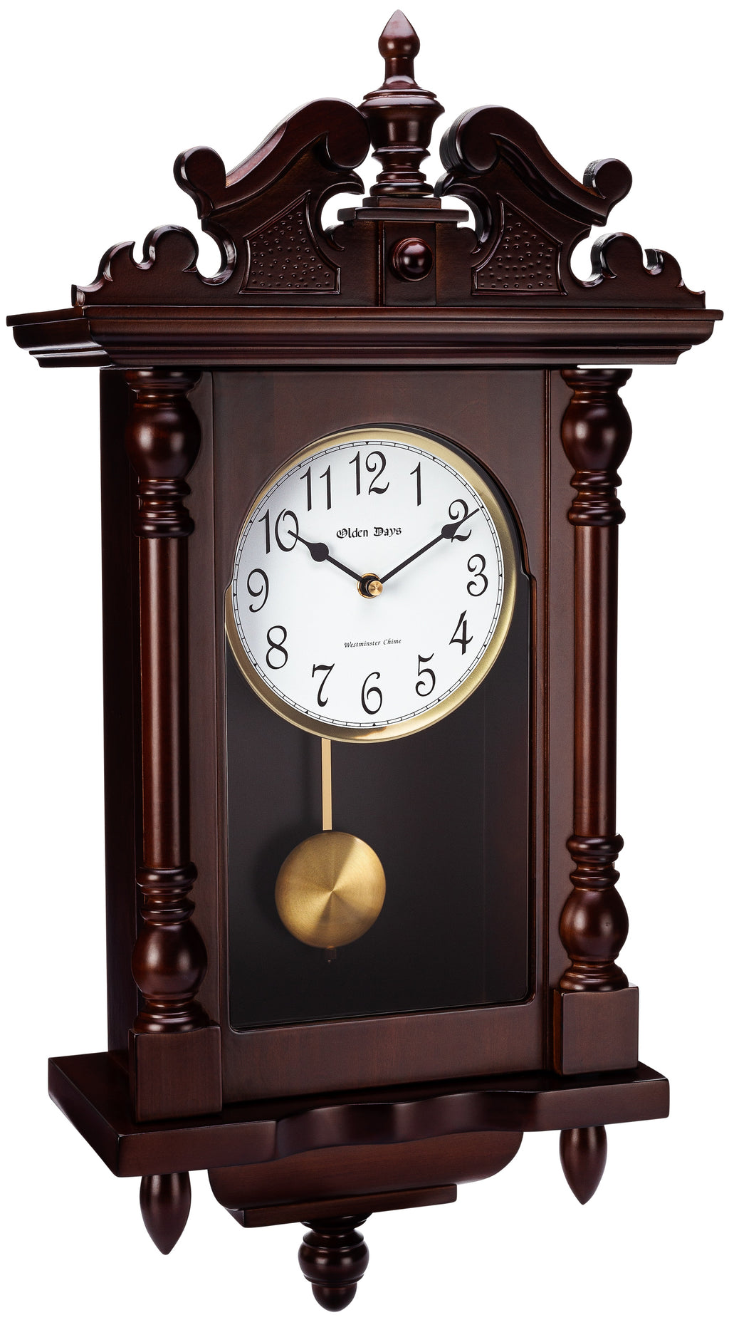 Antique Vintage Wall Clock with Real Wood, Swinging Pendulum, 22" Large B54140