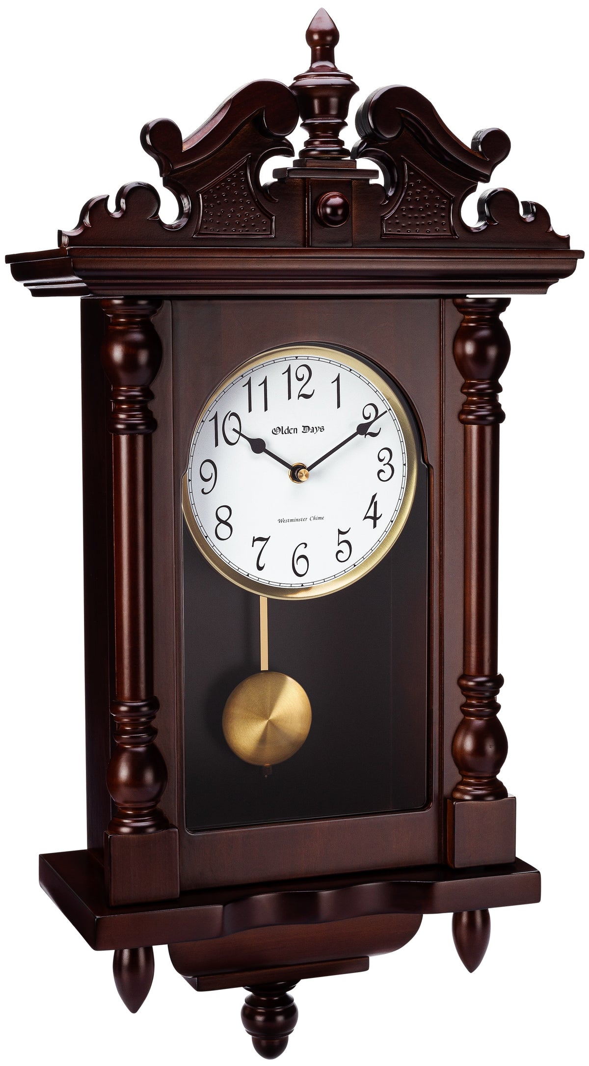 Antique Vintage Wall Clock with Real Wood, Swinging Pendulum, 22" Large B54140