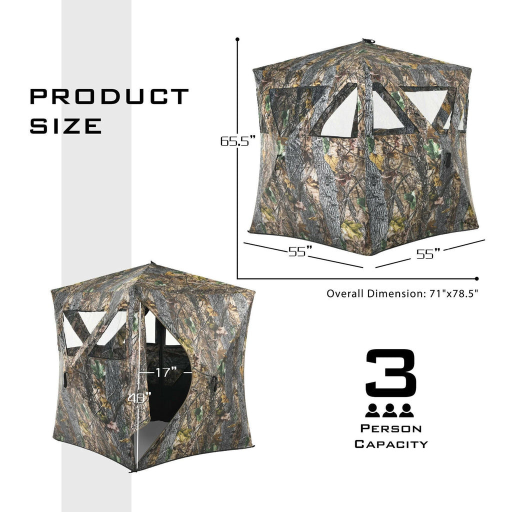 Portable 3 Person Pop-Up Hunting Blind with Carrying Bag B446