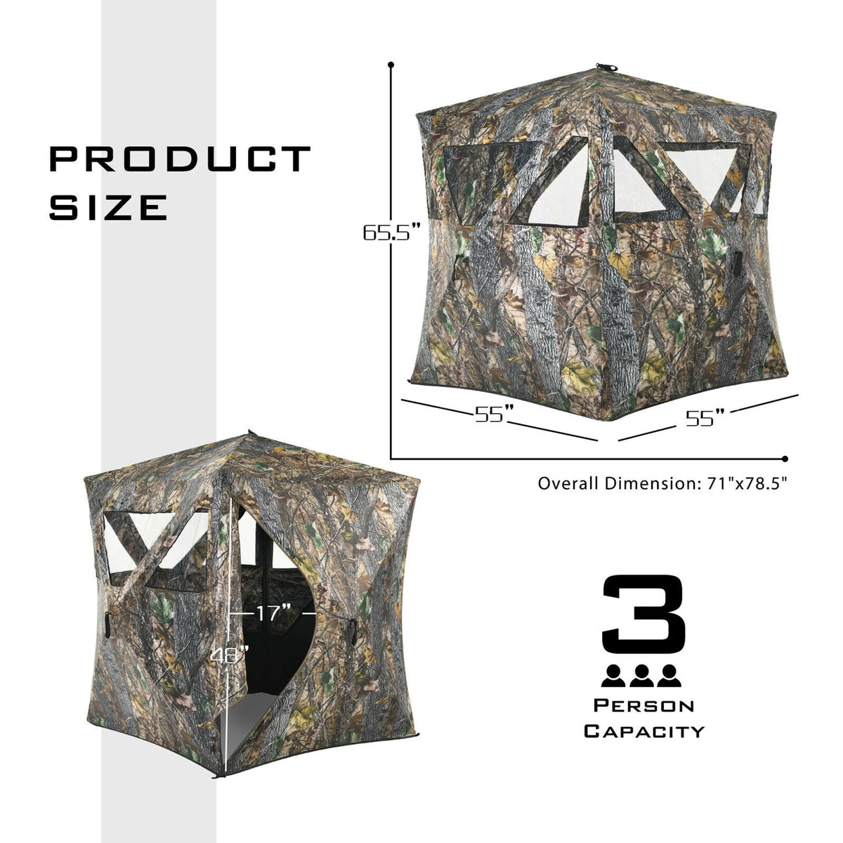 Portable 3 Person Pop-Up Hunting Blind with Carrying Bag B446