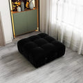 Black Velvet L-Shaped Sectional Sofa with Reversible Chaise Ottoman W68238