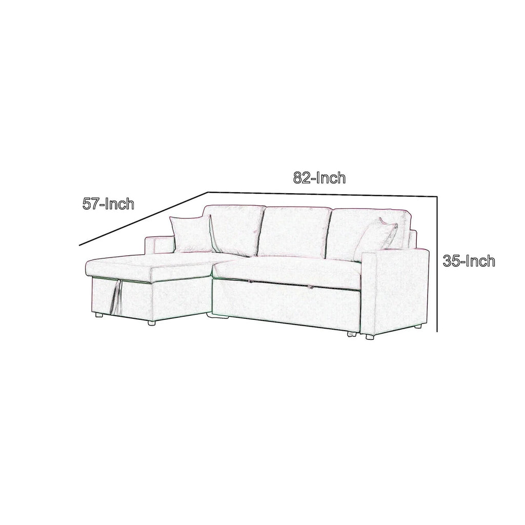 82 Inch Sleeper Sectional Sofa Bed with Storage Chaise, Blue F353