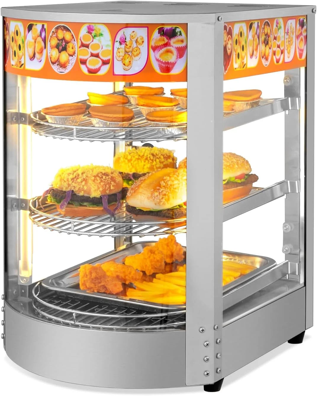 3-Tier Food Warmer Display Case with LED Lighting B172