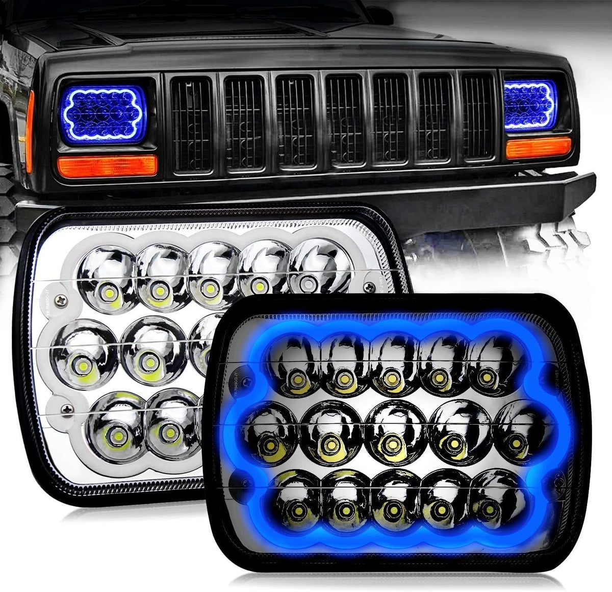 Amber 5x7 inch Sealed Beam LED Headlight Pack of 2 I78782