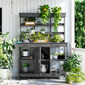 66" Wooden Potting Bench with Drawers Cabinet and Shelves K814