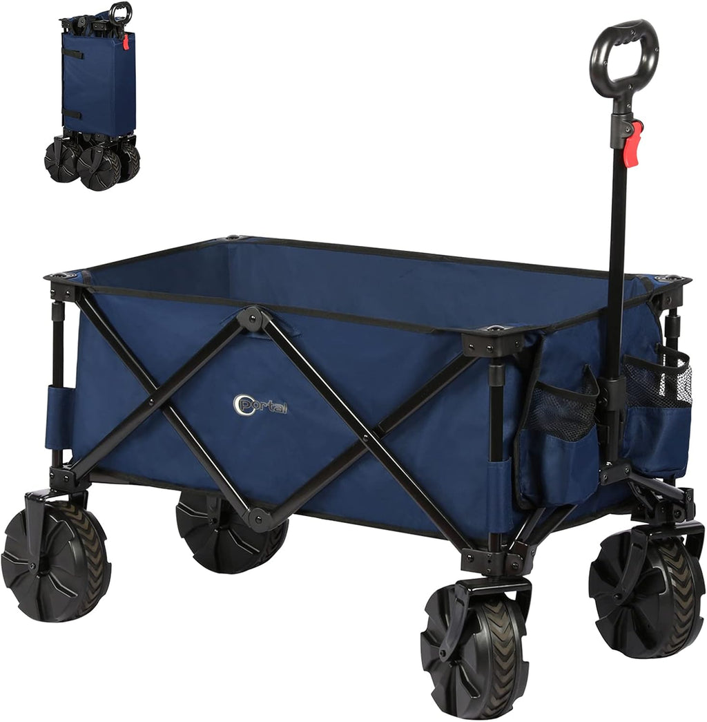 Folding Collapsible Utility Wagon Cart with 8 Wheels, Black R7813