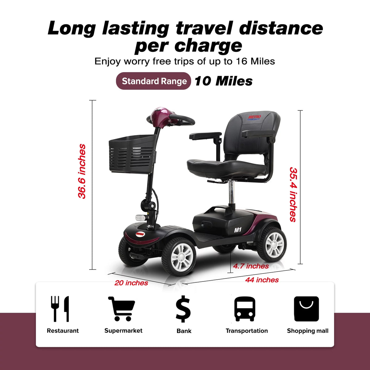 4 Wheels Compact Folding Mobility Scooter with Swivel Seat O206580