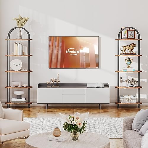 5 Tier Arched Wooden Bookshelf Metal Frame C122668