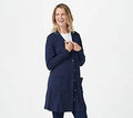Ribbed Button Down Front Knit Duster, Size 4X, Dark Navy F834