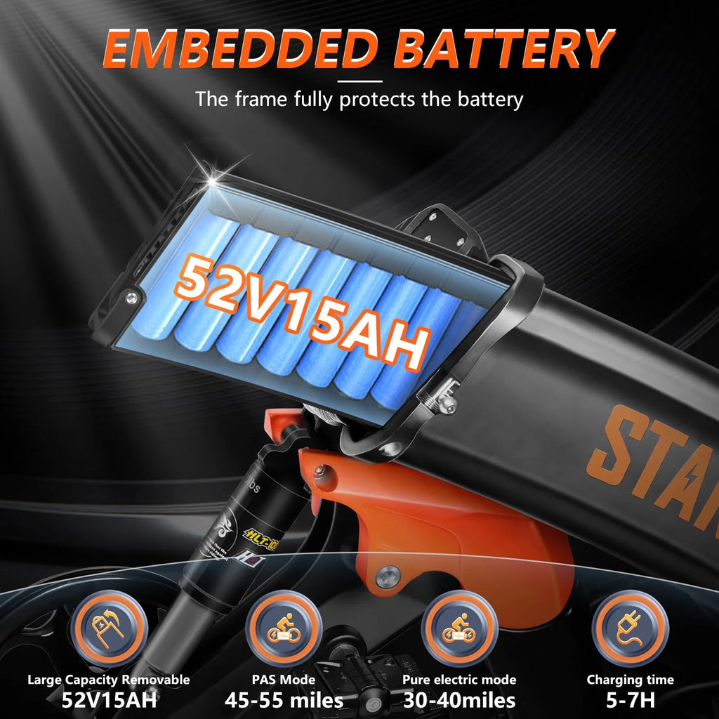 Foldable Electric Bike 52V 15AH Removable Battery Full Suspension N49332